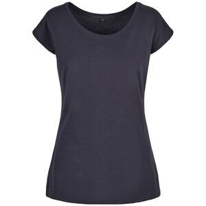 Build Your Brand Womens/Ladies Wide Neck / Navy